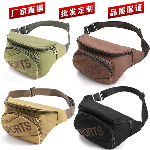 New men's and women's canvas waist bag business cash register large waist bag outdoor multi-functional sports satchel manufacturers spot wholesale