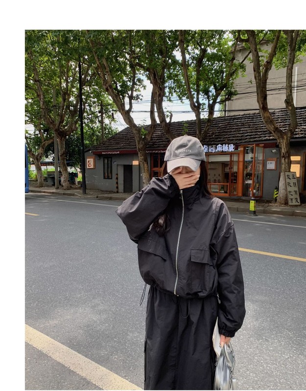 黑色长袖上衣半身裙套装女2025春秋高级感赫本风工装连衣裙两件套|undefined