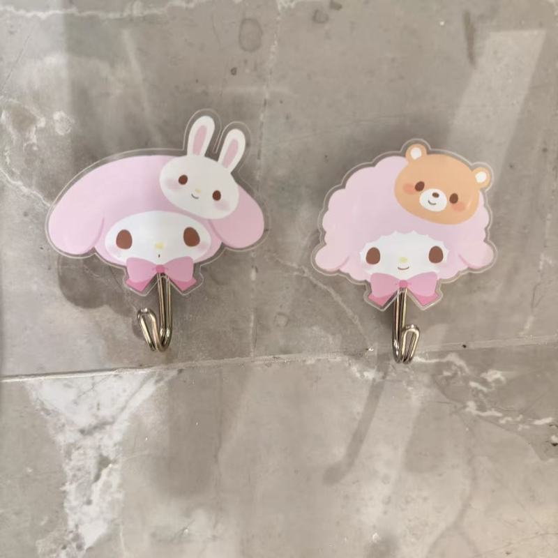 新款可爱小羊美乐蒂挂钩宿舍打孔粘钩厨房浴室礼物三丽鸥周边|undefined