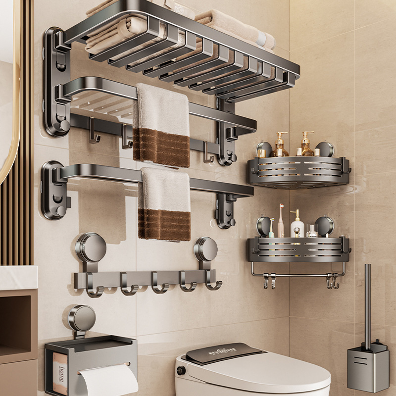 Four-Suction Cup Mesh Basket Towel Rack Bathroom No-Drill Toilet Bathroom Storage Rack Integrated Towel Rack Hanging Rod Set Four-Suction Cup Mesh Basket Towel Rack Bathroom No-Drill Toilet Bathroom Storage Rack Integrated Towel Rack Hanging Rod Set