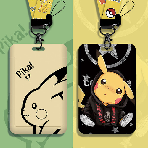Cartoon ID Cover Student Campus Card Work Permit Bus Subway Access Control Meal Card Strap Halter Rope Protective Cover Wholesale