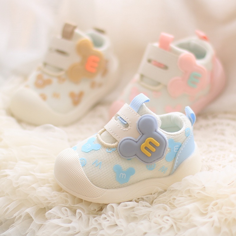 春秋新款婴幼儿学步鞋卡通男宝宝运动鞋透气网鞋女童包头防踢单鞋