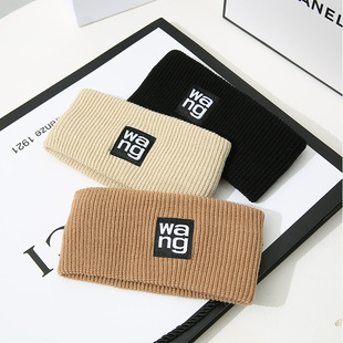Brand Authorized Factory Ins Label Wide-Brimmed Stretch Knitted Headband Autumn and Winter Outdoor Warm Wool Hairband