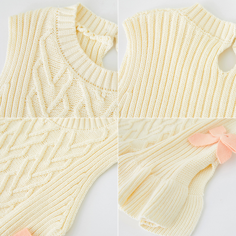 Ropa DE LOS NIÑOS primavera y otoño setas borde arco un puro algodón bebé suéter chaleco vestido niñas punto chaleco