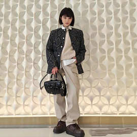高版本驴家25秋冬新款蛇纹马赛克字母刺绣潮牌宽松牛仔外套夹克男