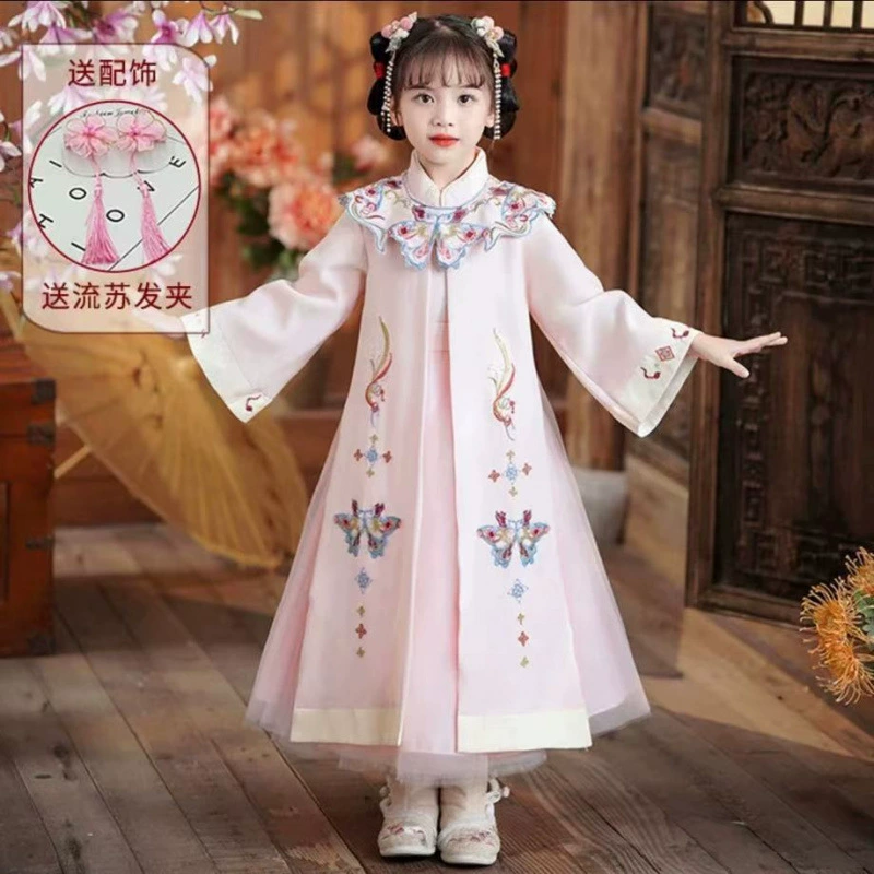Детский ханьфу для девочек, стиль «облако на плечах», древний стиль династии Мин весной и осенью, новое китайское платье 2025, костюм Тан, костюм супер феи.