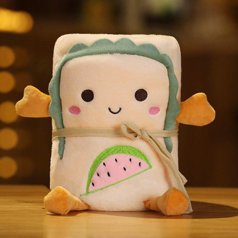 Cartoon Toast peluche oficina siesta pan franela pequeña manta aire acondicionado una sola manta de almacenamiento