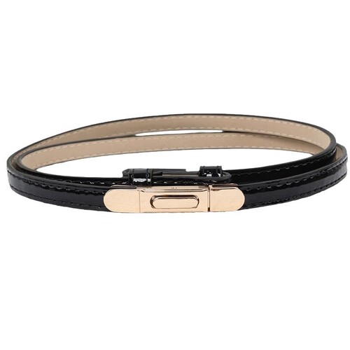 Leather versatile women's slim waist belt with adjustable stomach decoration, matches dress, sweater, suit, waist-cinching small belt