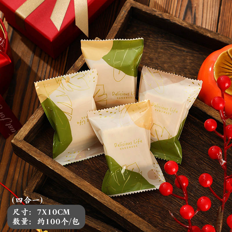 2025 año nuevo copo de nieve bolsa de embalaje crujiente turrón bolsa de dulces galletas para hornear máquina de envasado pequeña individual bolsa de sellado al por mayor