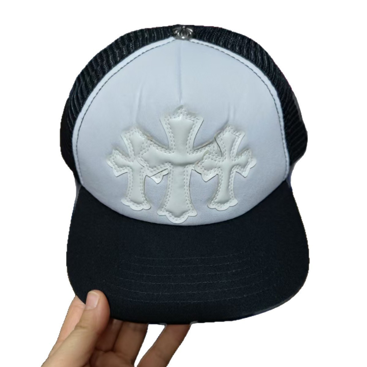 Sombrero para el sol CH Cro de verano para parejas nuevas de moda americana, sombrero de hip-hop de ala plana bordado a la moda ~ sombrero de malla de béisbol