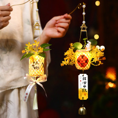 中秋节灯笼2025新款幼儿园儿童手提竹编发光兔子古风花灯挂饰装饰