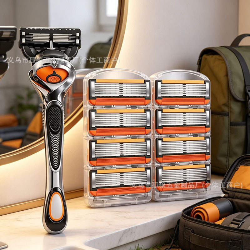 Cross-Border Foreign Trade Men's Manual Razor for Shaving Beard, Traditional 6-Blade Razor with Six-Layer Blade Head Cross-Border Foreign Trade Men's Manual Razor for Shaving Beard, Traditional 6-Blade Razor with Six-Layer Blade Head