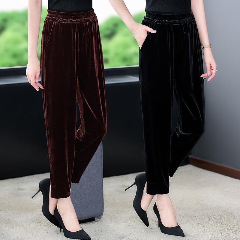 Gold Velvet Spring and Autumn plus size radish pants women's harem pants slimming new women's high waist casual trousers Gold Velvet Spring and Autumn plus size radish pants women's harem pants slimming new women's high waist casual trousers