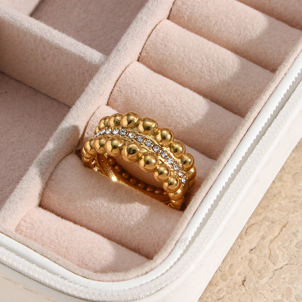 Fashion Geometric Stainless Steel Rings Inlay Zircon Stainless Steel Rings