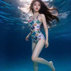 速卖通连体女泳装专业竞速蝴蝶烫金性感露背修身甜美保守女泳装