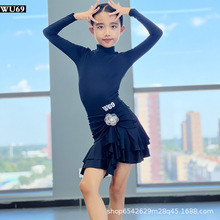 W69新款儿童拉丁舞练功服女童专业舞蹈服少儿拉丁舞服装秋冬长袖