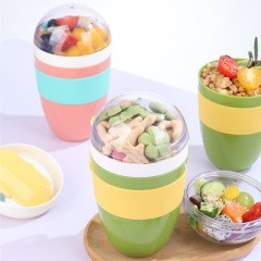 新型フルーツサラダカップ蓋付き携帯朝食カップ食器付き断熱サラリーマンスープカップ弁当箱クロスボーダー熱売
