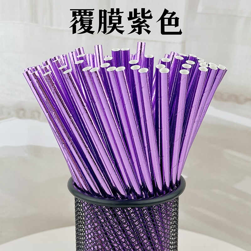 Una gran cantidad de en stock paja de papel desechable al por mayor paja de papel degradable paja de color sólido paja transfronteriza Amazon