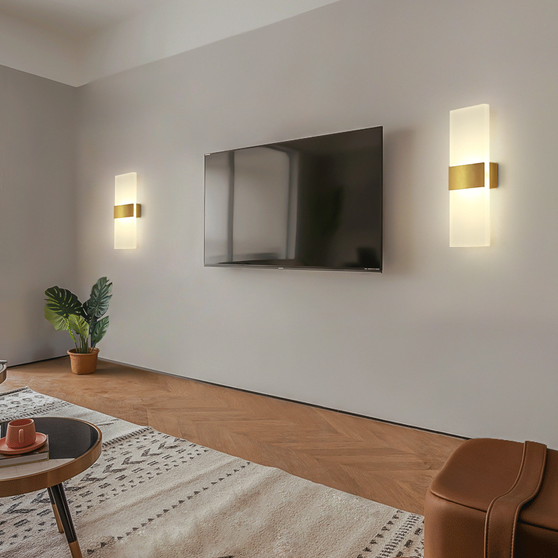 Lámpara de pared para sala de estar LED moderno y simple hotel dormitorio pasillo escalera entrada Zhongshan luz de lujo junto a la cama lámpara de pared