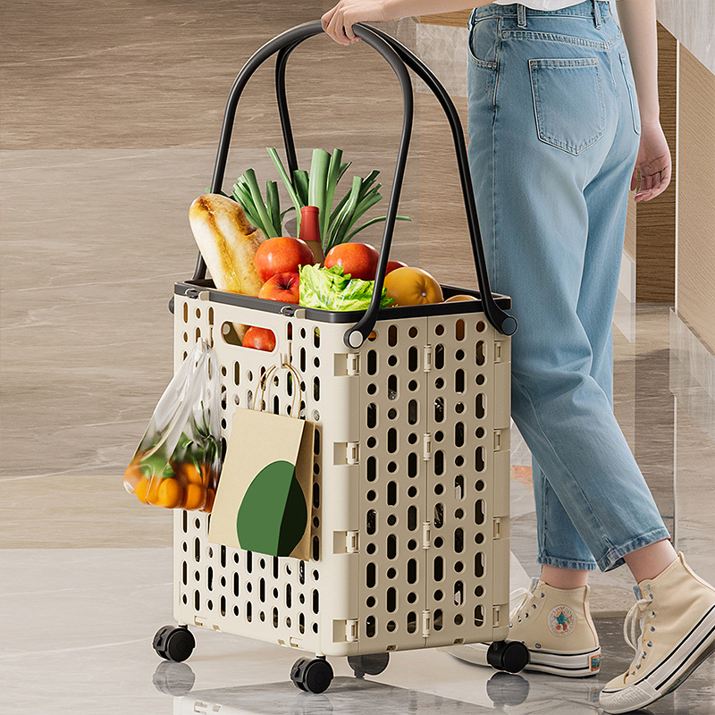 Folding Shopping Cart for Outdoor Camping, Picnics, Grocery Shopping, Small Trolley, Hand-Pulled Cart, Supermarket, Household, Stair-Climbing Trolley, Grocery Cart