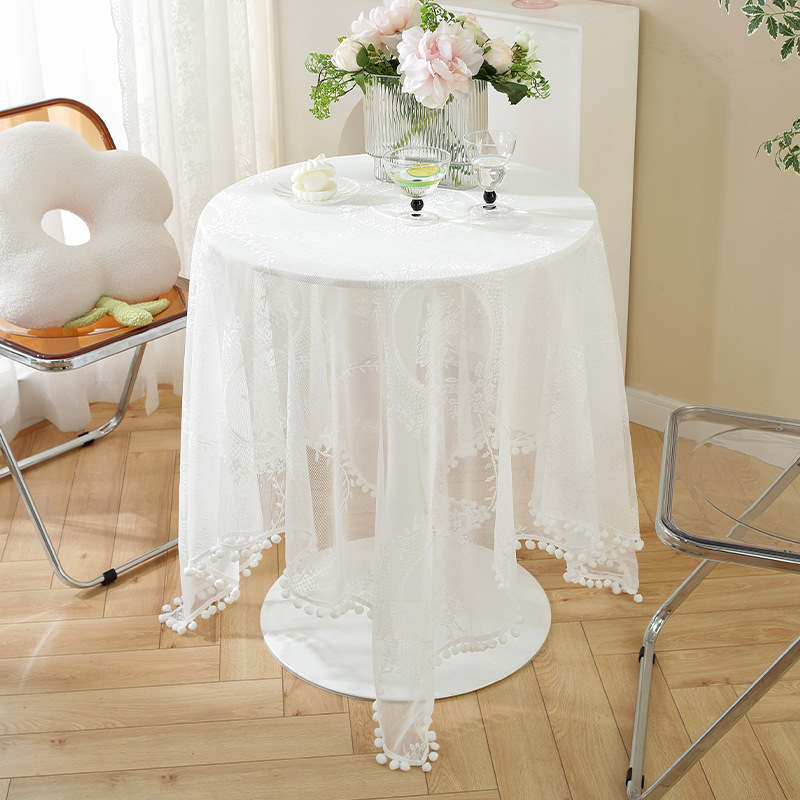 A generation of French tablecloth tassel lace tablecloth small fresh High sense lace tablecloth round table tablecloth retro