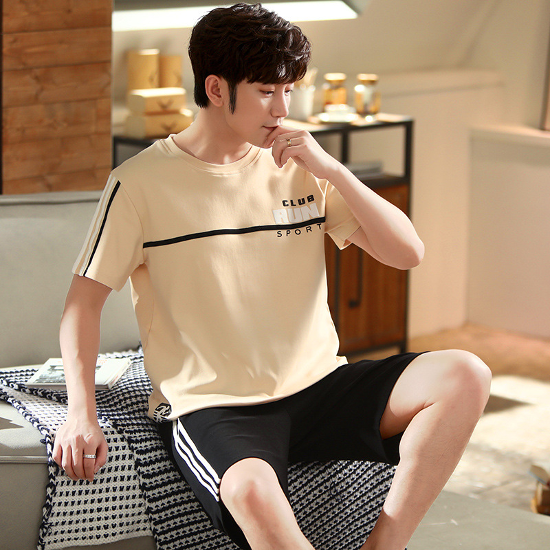 Pijamas de los hombres de verano de algodón de manga corta casual de verano pijamas de los hombres delgados más el tamaño de verano traje de desgaste para el hogar se puede usar fuera