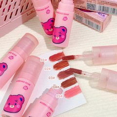 xixi Heartfelt Velvet Mist Air Lip Glaze Cute Strawberry Bear Soft Mist Lip Mud for Autumn and Winter Whitening and Tender Color Does Not Show Lip Lines