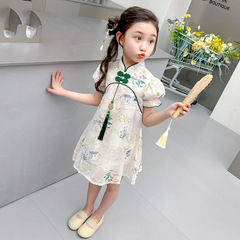 女童連衣裙夏裝漢服旗袍裙兒童夏季公主裙復古中國風唐裝寶寶裙子