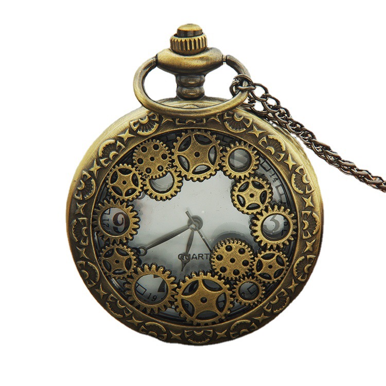 Estilo chino retro de bronce gran reloj de bolsillo turístico lugar escénico recuerdo vintage colgante reloj regalo reloj al por mayor