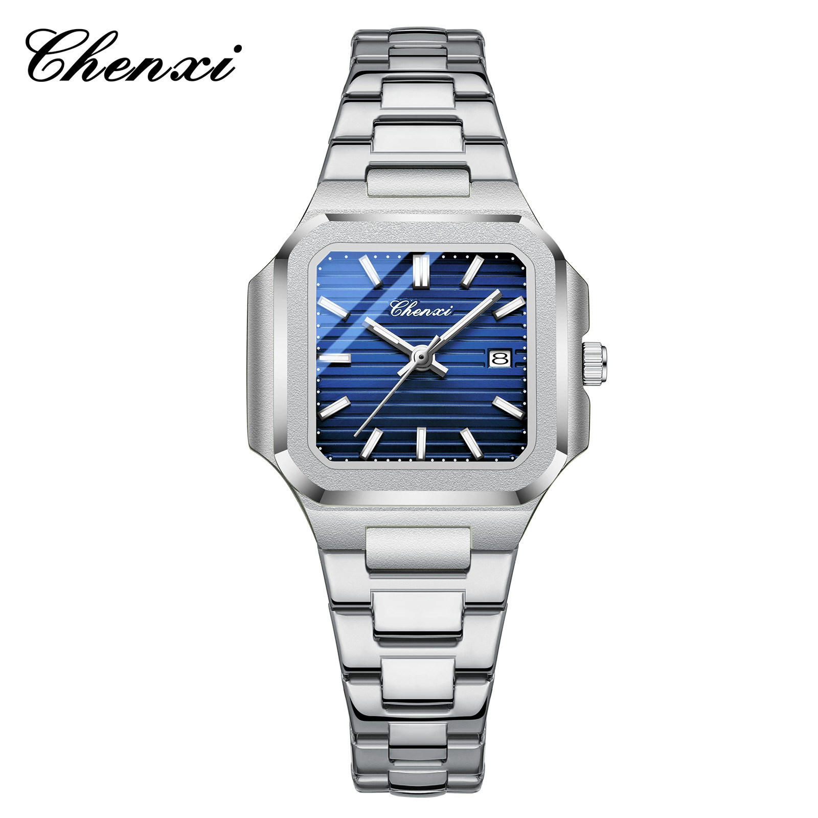 실버 케이스 블루 스틸 밴드 - 여성용