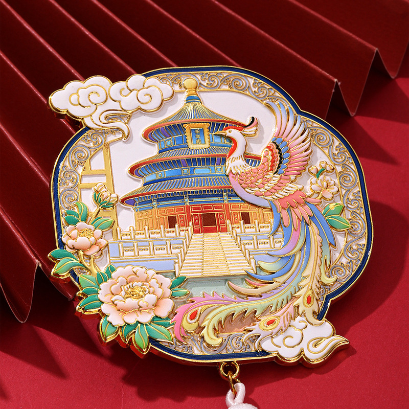 北京文化と創造紫禁城金属冷蔵庫マグネット中国都市観光お土産ギフトフェニックスタッセルマグネット強力な吸引|undefined