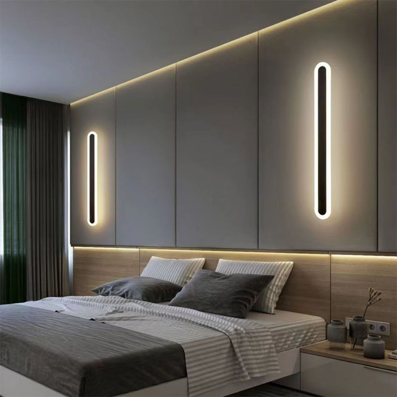 Moderno minimalista LED lámpara de pared de barra dormitorio cabecera sala de estar pared de fondo pasillo escalera línea minimalista lámpara de pared