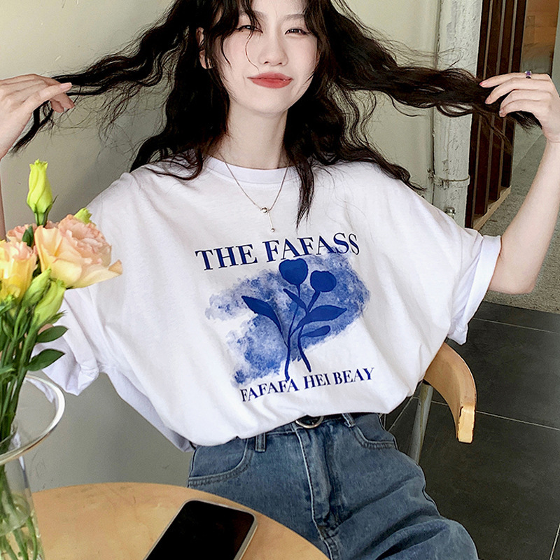 230g heavy cotton short sleeve T-shirt women's crew neck bottoming shirt 2024 new summer loose half sleeve top ins tide 230g heavy cotton short sleeve T-shirt women's crew neck bottoming shirt 2024 new summer loose half sleeve top ins tide