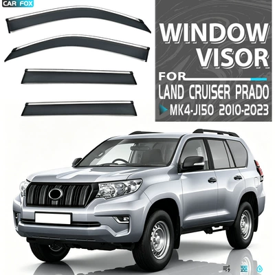 Rain shield — Window Visor - standard-packing-without-logo-4pcsprado-fj150mk4-j150-2010-2023pc-obwith-bright-strip-rain-shield