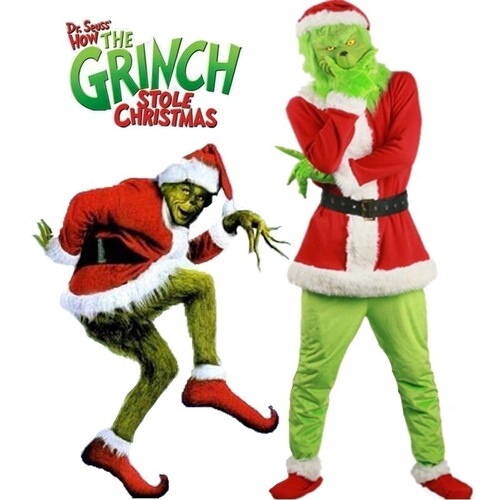 Christmas cosplay outfit: Santa Claus, Grinch, and Green Monster—party performance costume, European and American style.