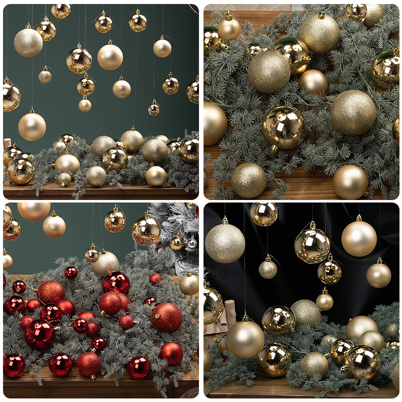 Fabricantes transfronterizos de Navidad nueva bola de plástico galvanizado 3 / 5 / 6 / 8cm colgante de árbol de Navidad decoración colgante de bola de Navidad