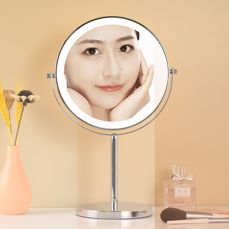 8-pulgadas de maquillaje espejo con luz LED de escritorio de doble cara de luz de relleno de escritorio Espejo de Belleza HD ampliada Europea espejo