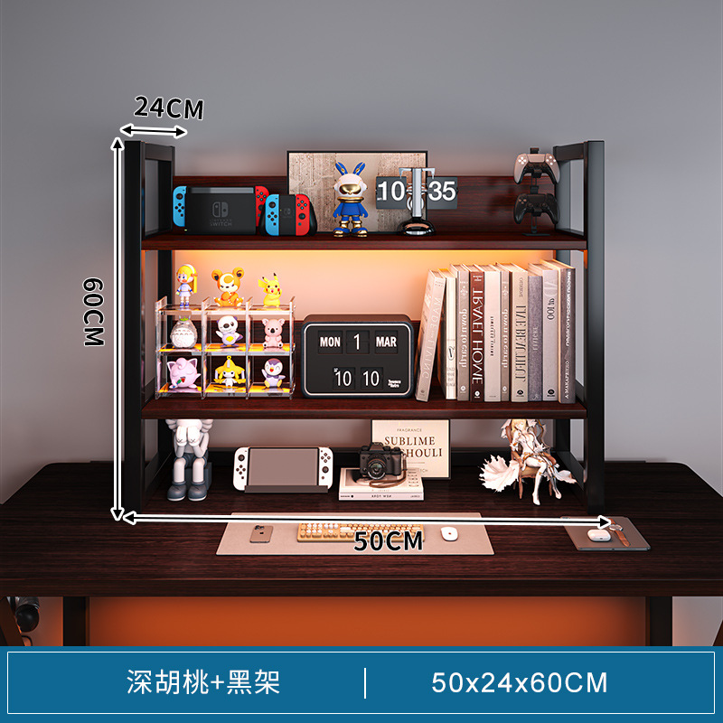 Estante de escritorio de oficina multicapa estante pequeño estante de libros simple estante de hierro forjado pequeño estante de almacenamiento en el escritorio