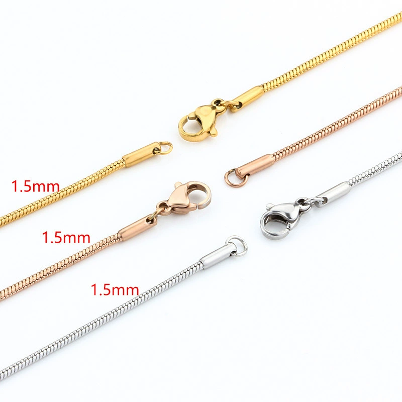 Круглое ожерелье из змеиной цепи из нержавеющей стали, Европейская и американская Корейская Ювелирная цепь, вакуумное покрытие, 18K килевое ожерелье из змеиной кости