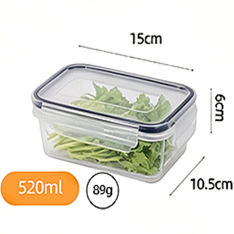 Refrigerador de cocina transfronteriza caja de preservación rectangular caja de almuerzo 6 juegos de alta capacidad sellada caja de almacenamiento de frutas de grado alimenticio