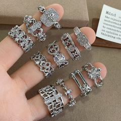 鸢尾花十字架甜酷冷淡戒指合集小众高级感百搭复古独特指环指戒子