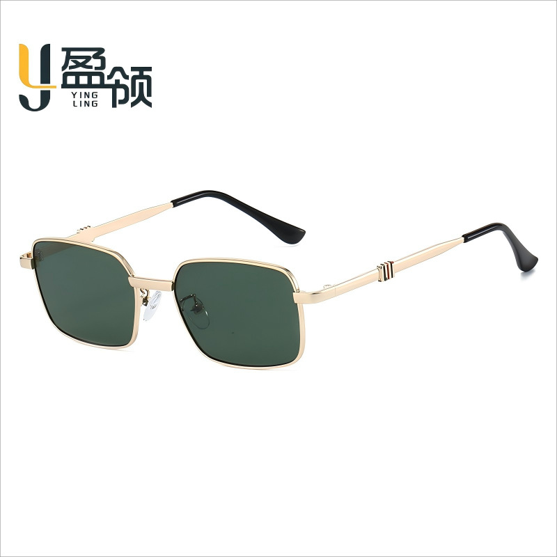 New Retro Square Frame Sunglasses for Women, High-End, Fashionable and Cool Glasses, Slimming Cross-Border Men's Metal Sunglasses