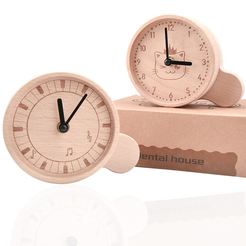 Clock pequeño creativo, decoración para niños, caja de dientes de leche de madera, caja de dientes de leche de reloj de amor de por vida