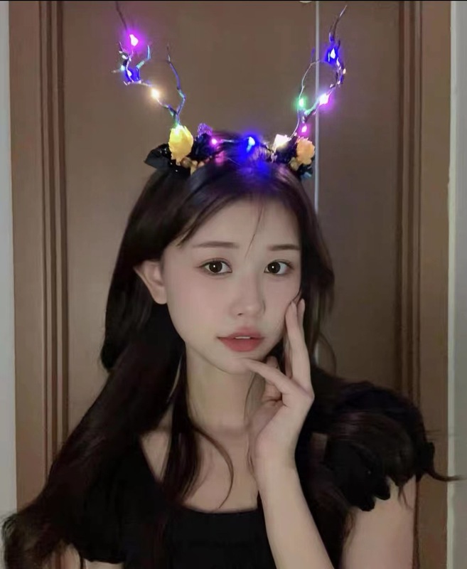 2024 ハロウィン新ヘッドバンドクリスマス鹿の角ヘッドバンドインターネット有名人発光点滅ヘッドバンドフォレストヘッドバンド卸売|undefined