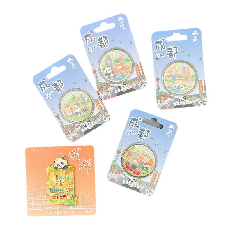 新しい卸売四川成都都市ランドマーク冷蔵庫マグネット記念メダルTaikuli Panda Jinli Wide and Narrow Alley Cultural and Creative|undefined