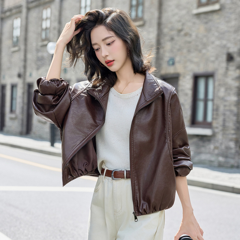 品牌绵羊皮皮衣女2025新款时尚百搭宽松皮外套女士显瘦小个子夹克|undefined