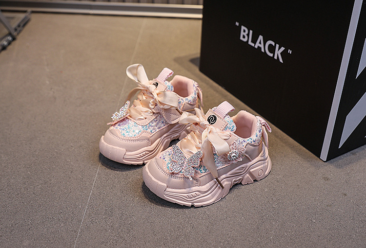 Girls Princess Sneakers With Soft Sole And Sequin Butterfly_voghion.com