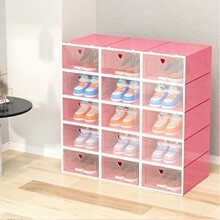 厂家爆款桃心鞋盒简易彩色组合便宜鞋子收纳翻盖式透明鞋盒大小号