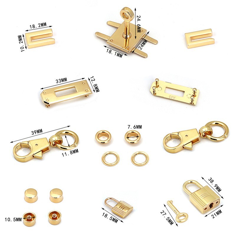 Big Kelly hardware accessories factory direct luggage lock platinum large eyelet K gold bag metal lock seat twist lock
