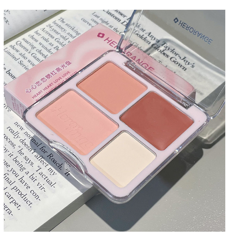 HERORANGE~ Heart-to-Heart Love Blush High Disc Natural Nude Makeup Face Brightening and Swelling Color Contouring All-in-one Disc undefined